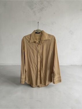 DSQUARED Tan Striped Long-Sleeve Dress Shirt